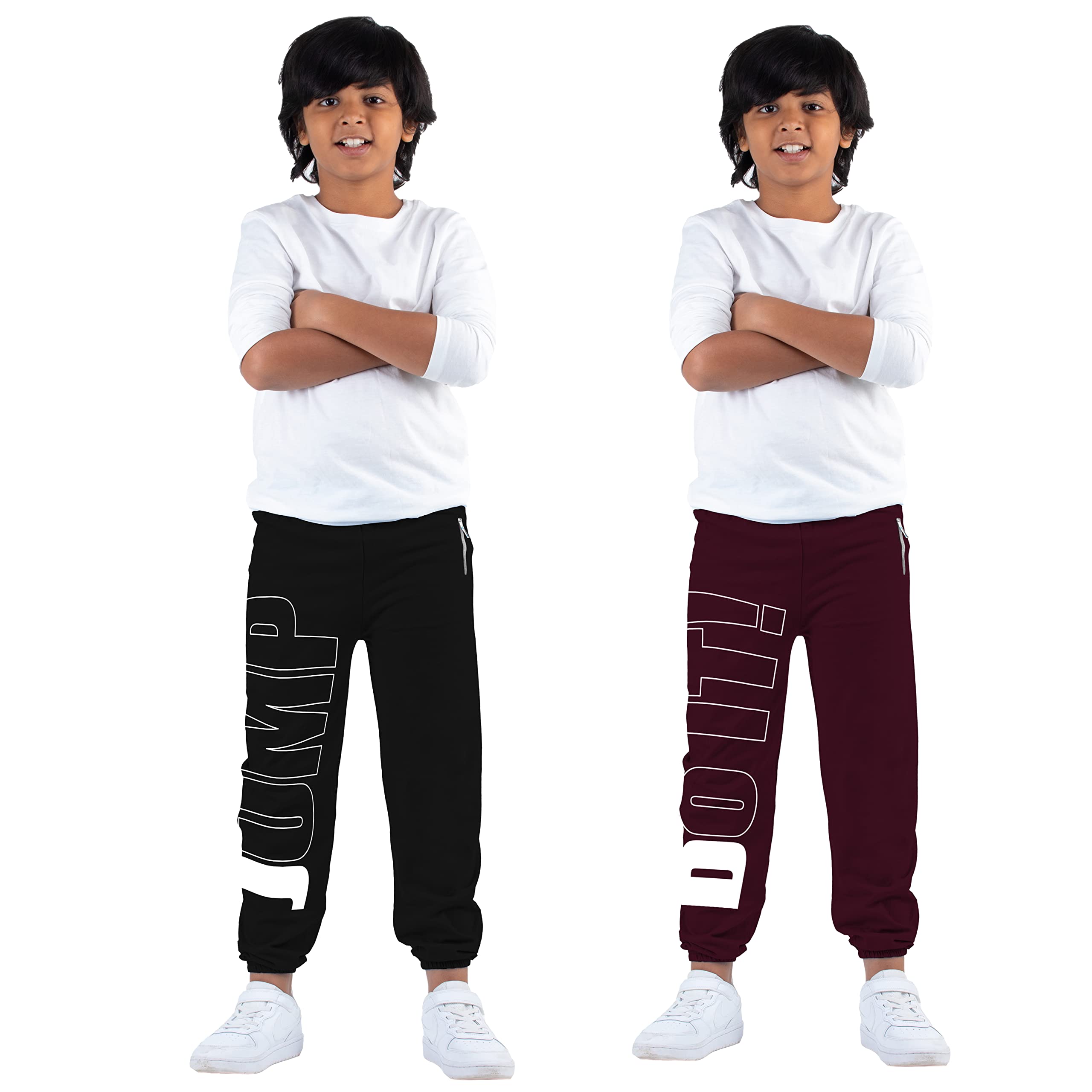 Boys and Girls Printed Track Pant Pocket with Zip for Kids- Multicolor (Pack of 2)