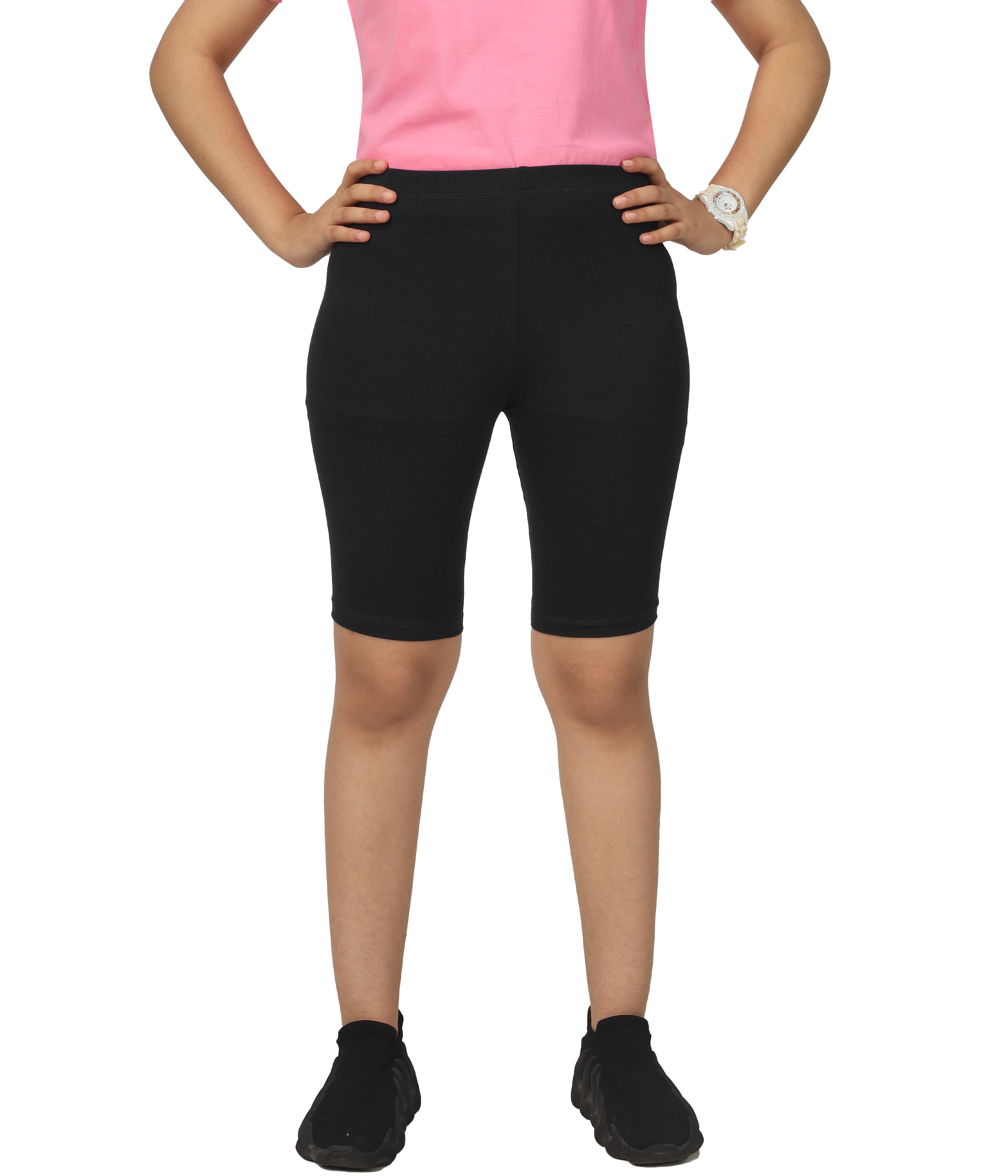 Girl's-Stretchable Cycling Shorts V3 (Pack of 2)