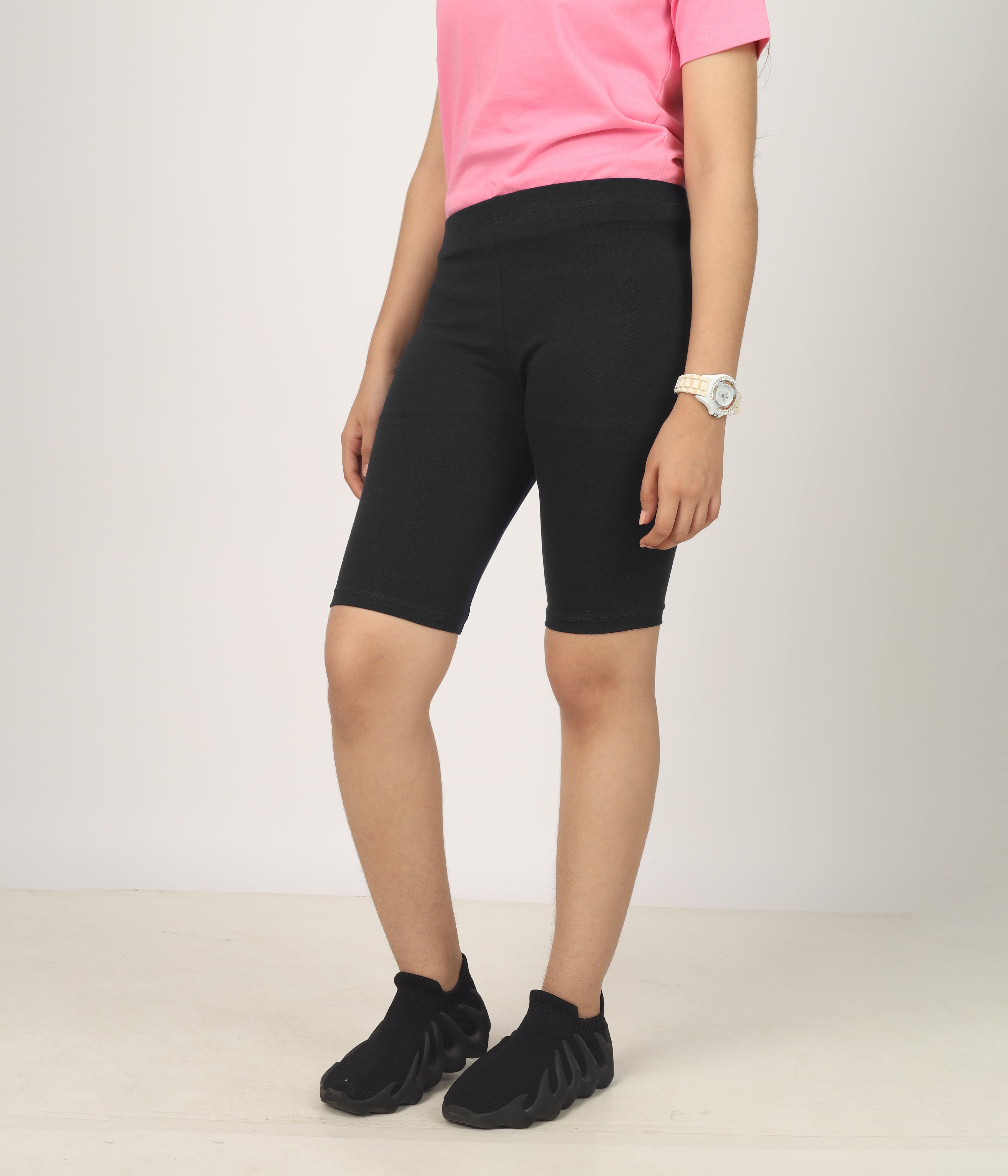 Girl's-Stretchable Black Cycling Shorts