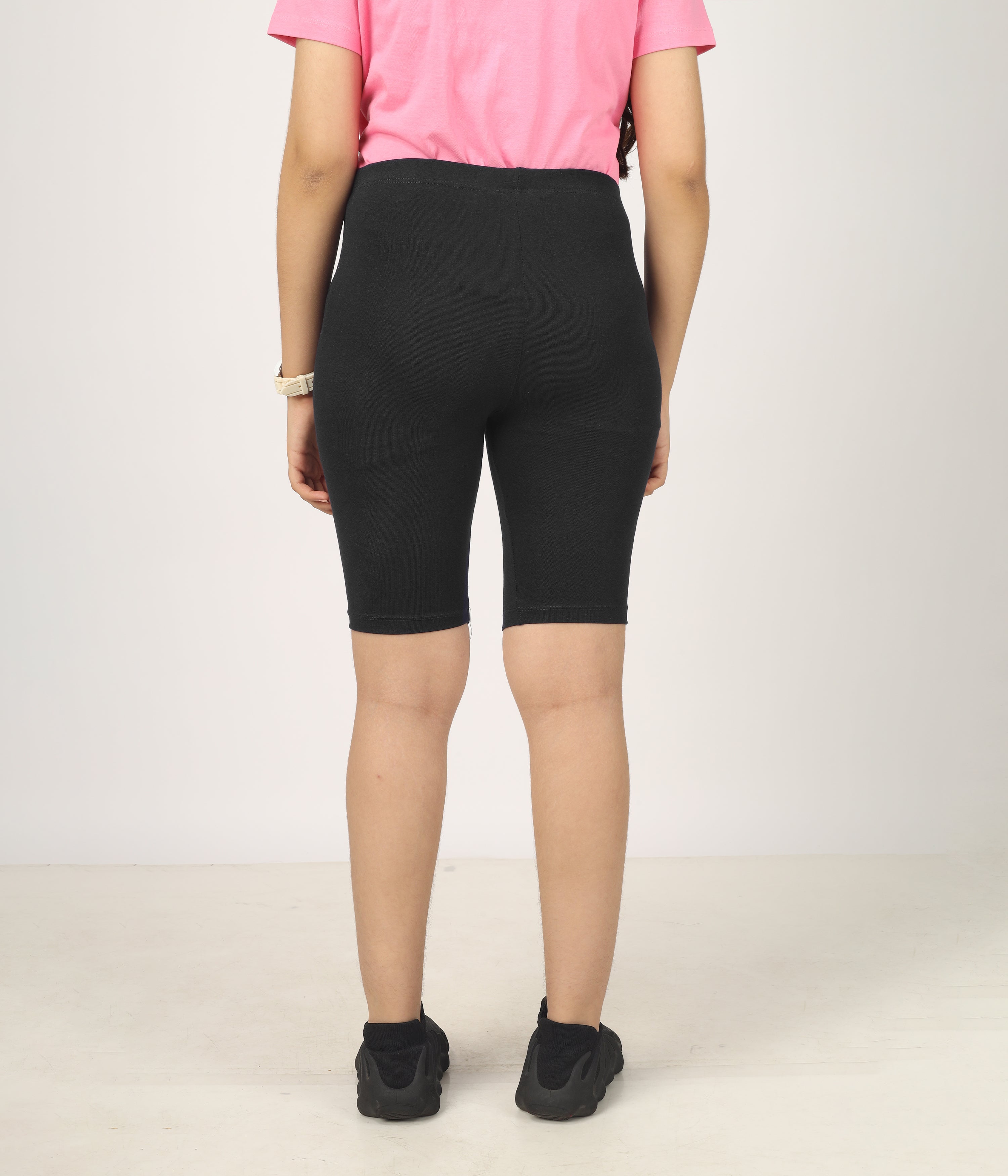 Girl's-Stretchable Black Cycling Shorts