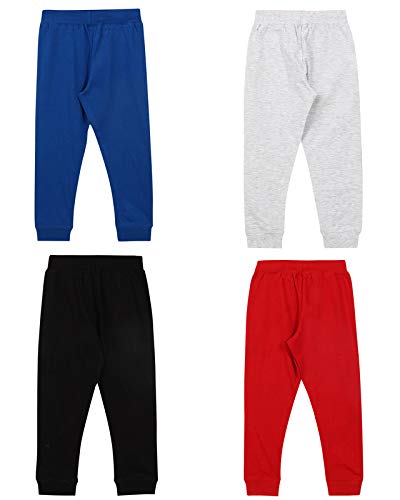 Boys & Girls100% Cotton Kids Fleece Joggers Track Pant - Regular Fit for Unisex, Multicolor - Pack of 4