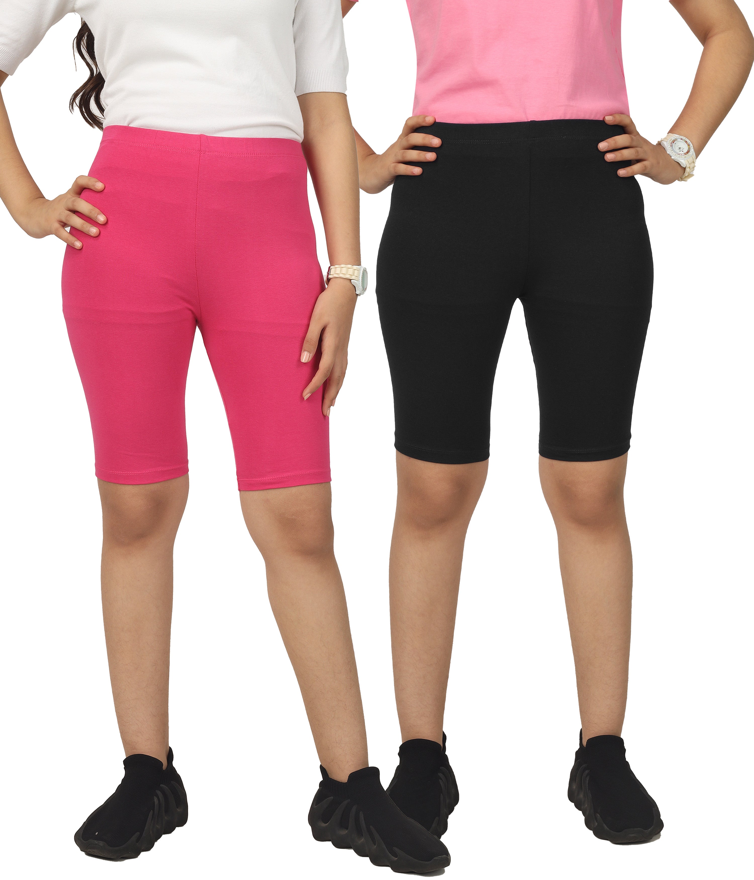 Girl's-Stretchable Cycling Shorts V1 (Pack of 2)