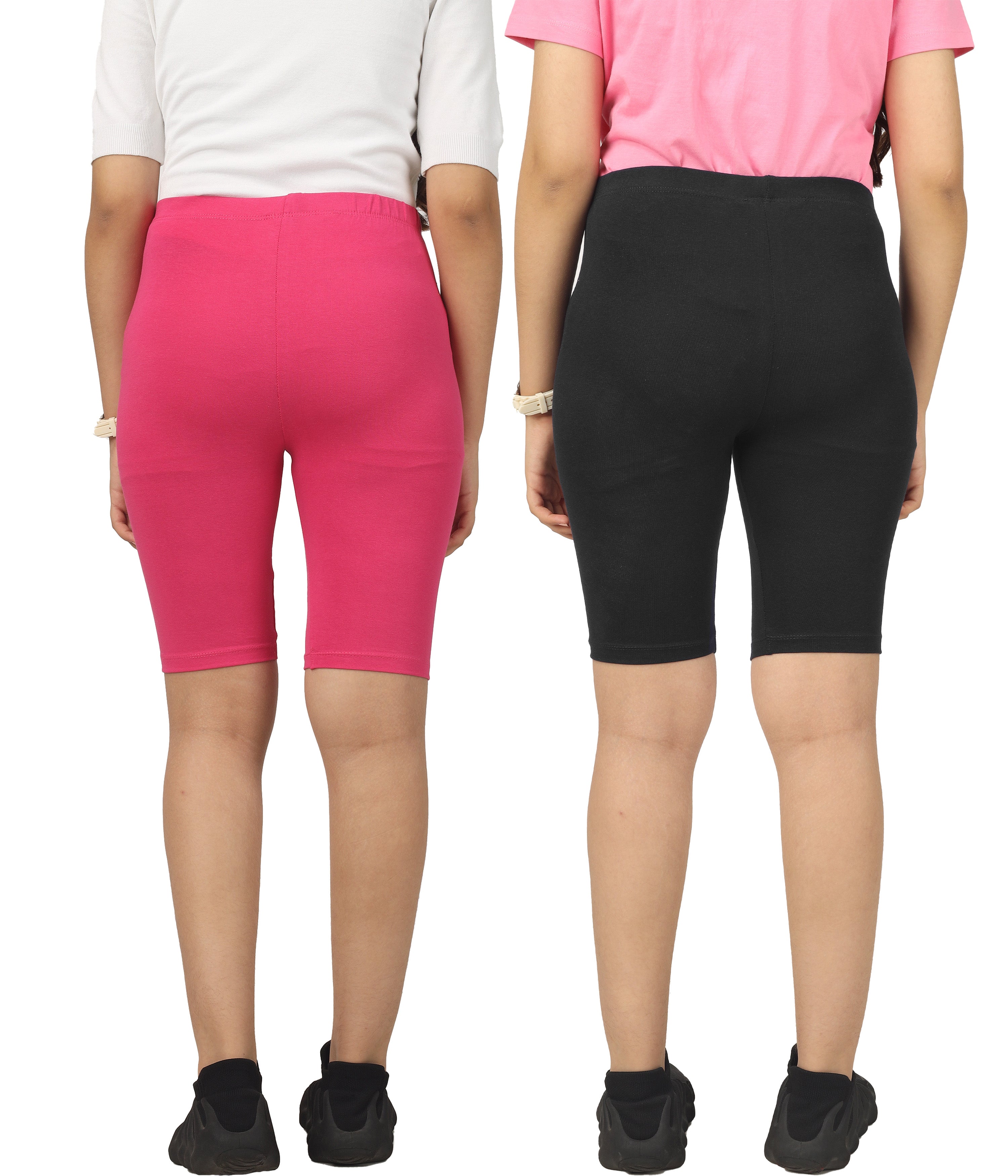 Girl's-Stretchable Cycling Shorts V1 (Pack of 2)