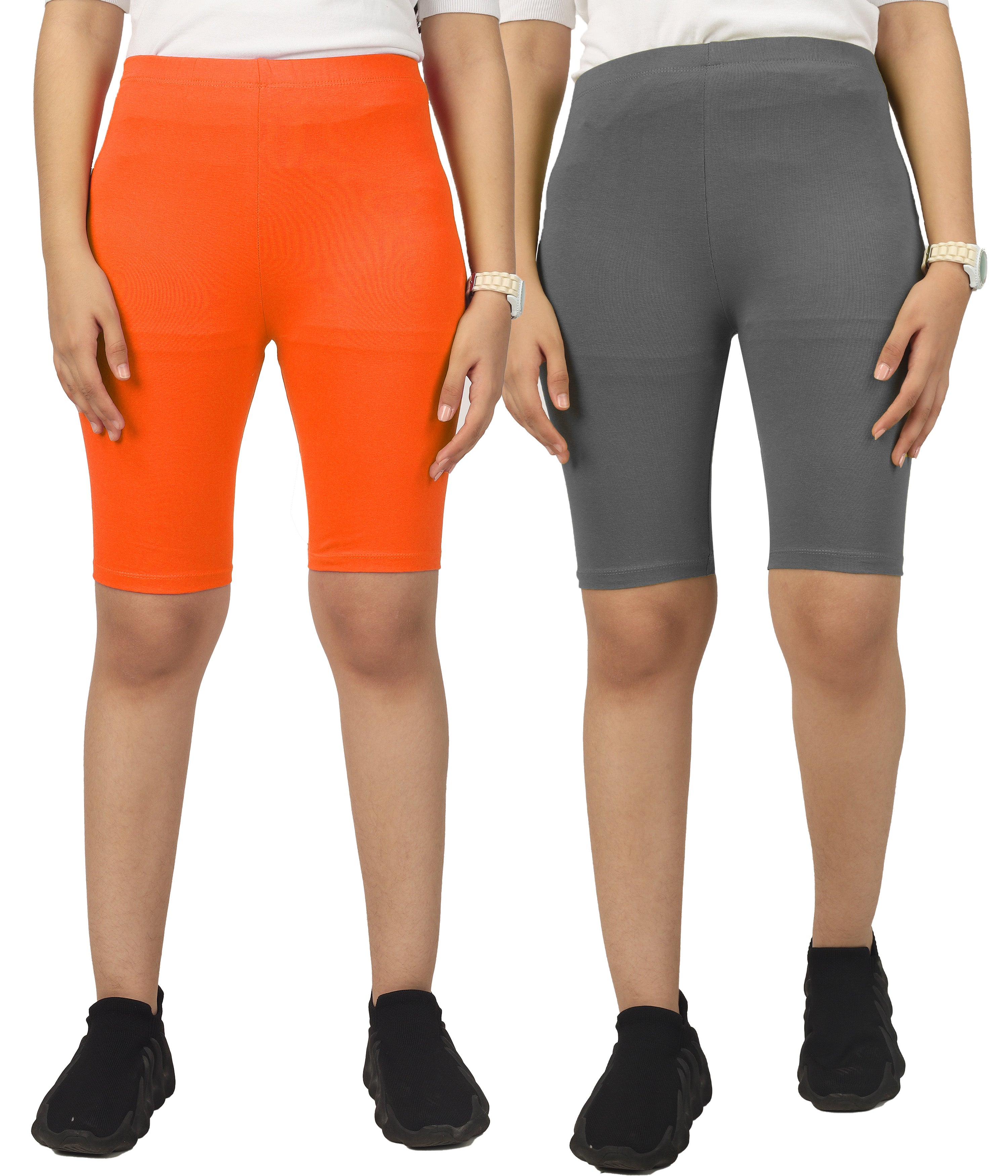 Girl's-Stretchable Cycling Shorts V2 (Pack of 2)