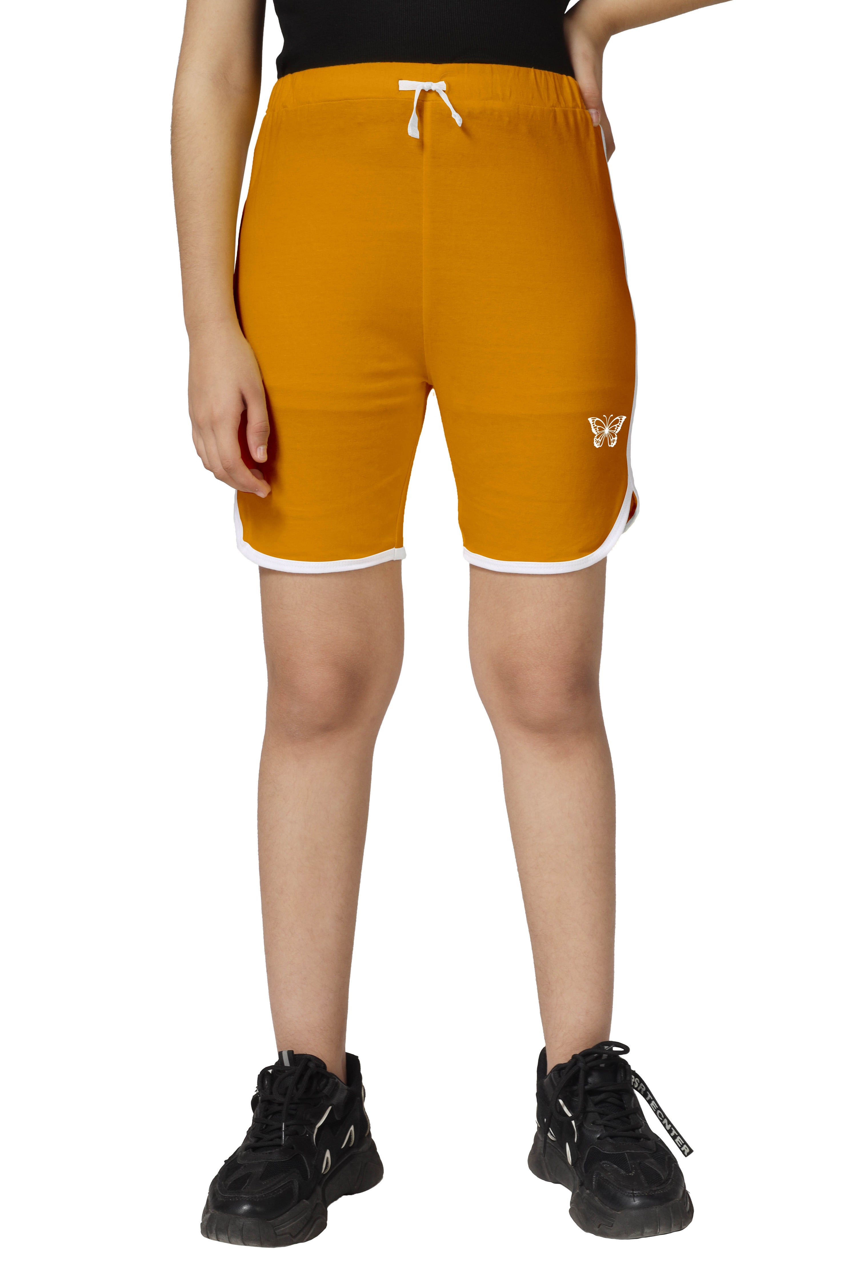 Girls Cotton Orange-Yellow-Purple Regular Fit Shorts (Pack of 3)