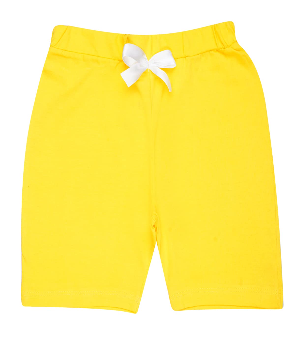 Girls Summer Black-Grey-Yellow Regular Fit Bow Solid Shorts (Pack of 3)