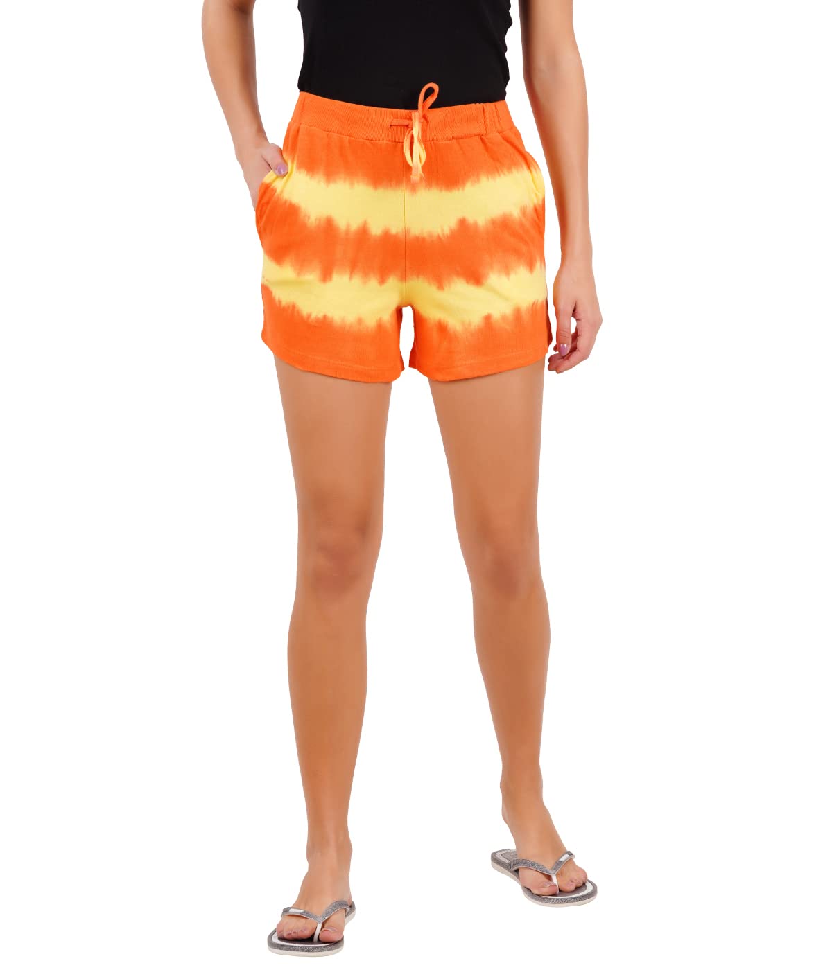 WE THE FREE Womens Orange Zippered Pocketed Tie Dye Boyfriend