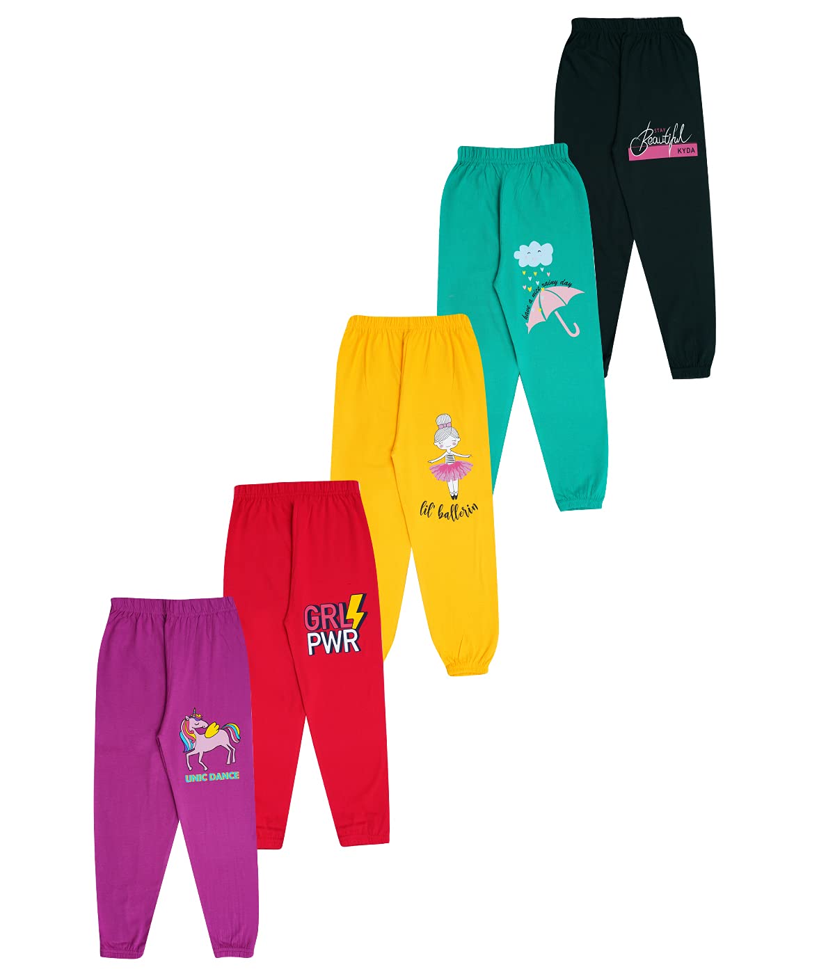 Multicolor Track Pant for Girls  (Pack of 5)