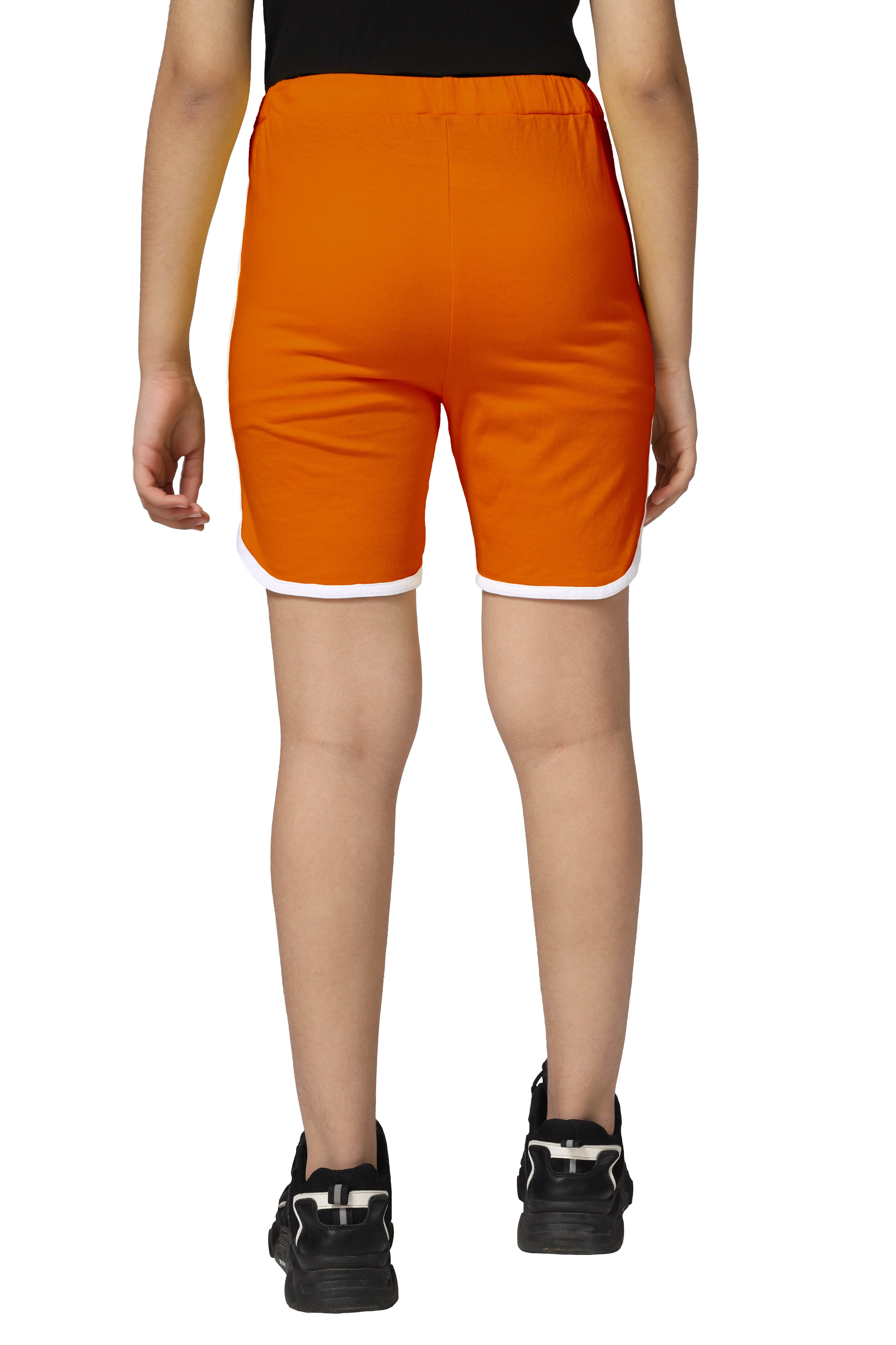 Girls Cotton Orange-Yellow-Purple Regular Fit Shorts (Pack of 3)