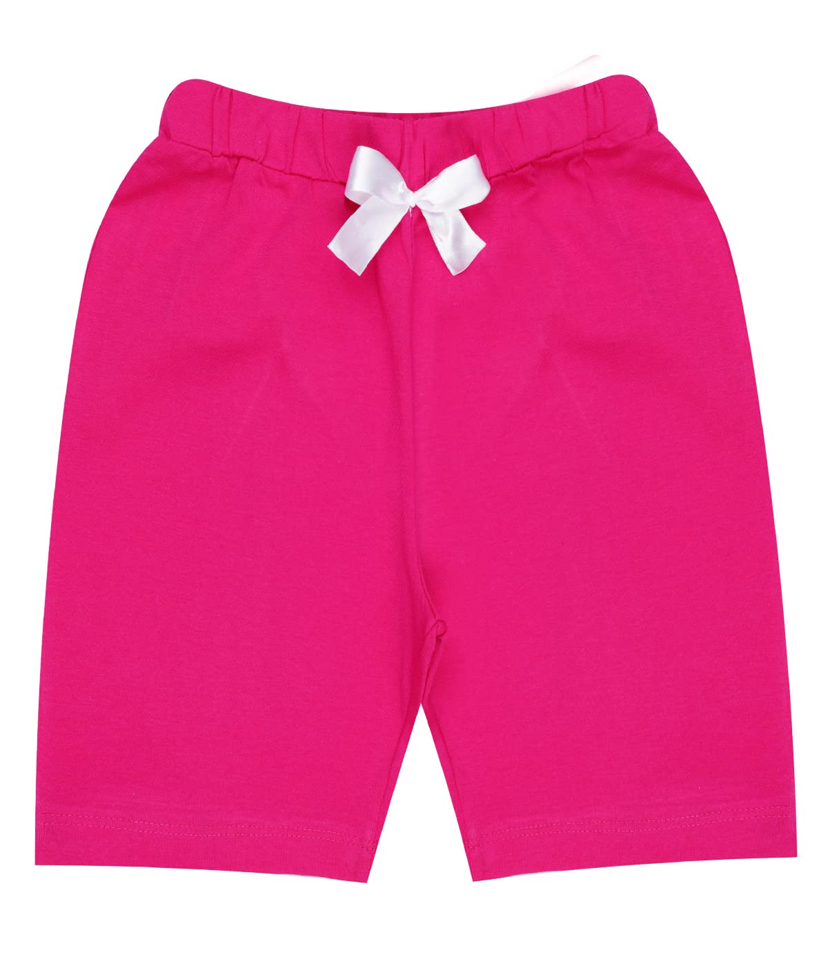 Girls Summer Blue-Pink-Orange Regular Fit Bow Solid Shorts (Pack of 3)