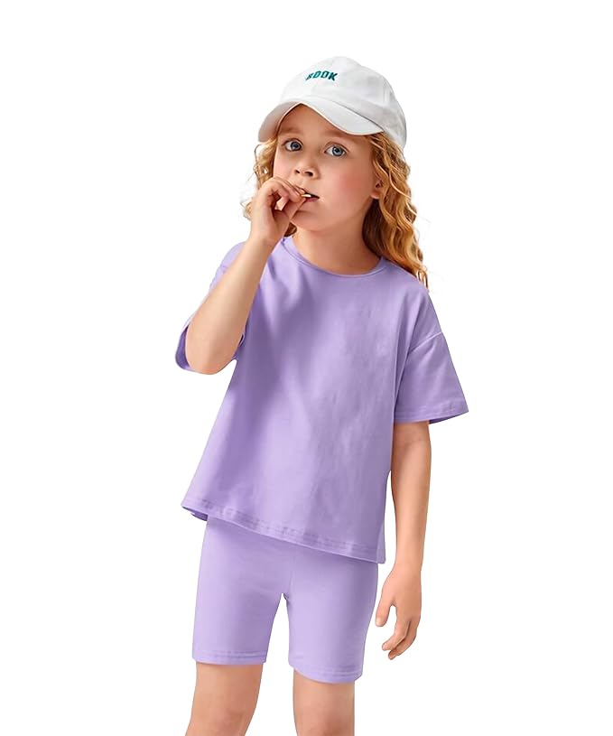 KYDA KIDS® Girls Cotton Solid Tshirt and Shorts Set (Pack of 1)