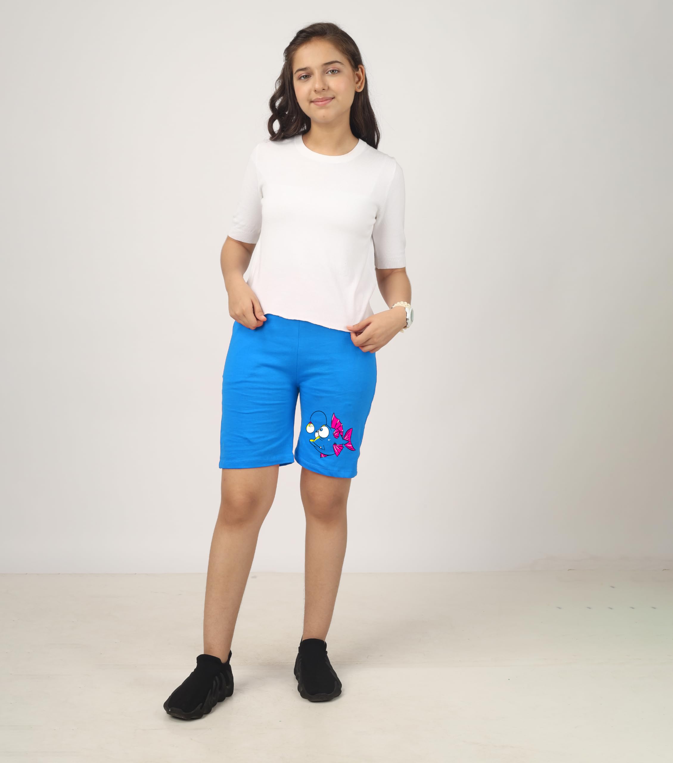 Girls Booyah Cotton Printed Regular Fit  Night Shorts (Pack of 3)