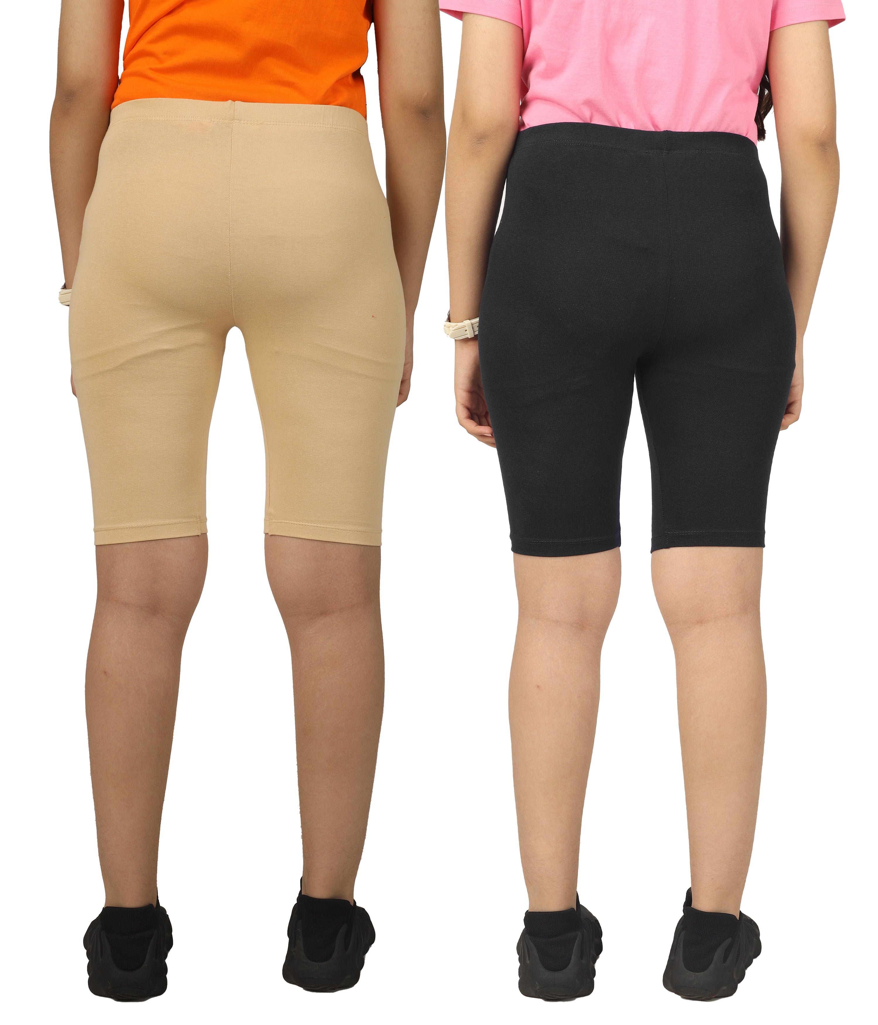 Girl's-Stretchable Cycling Shorts V8 (Pack of 2)