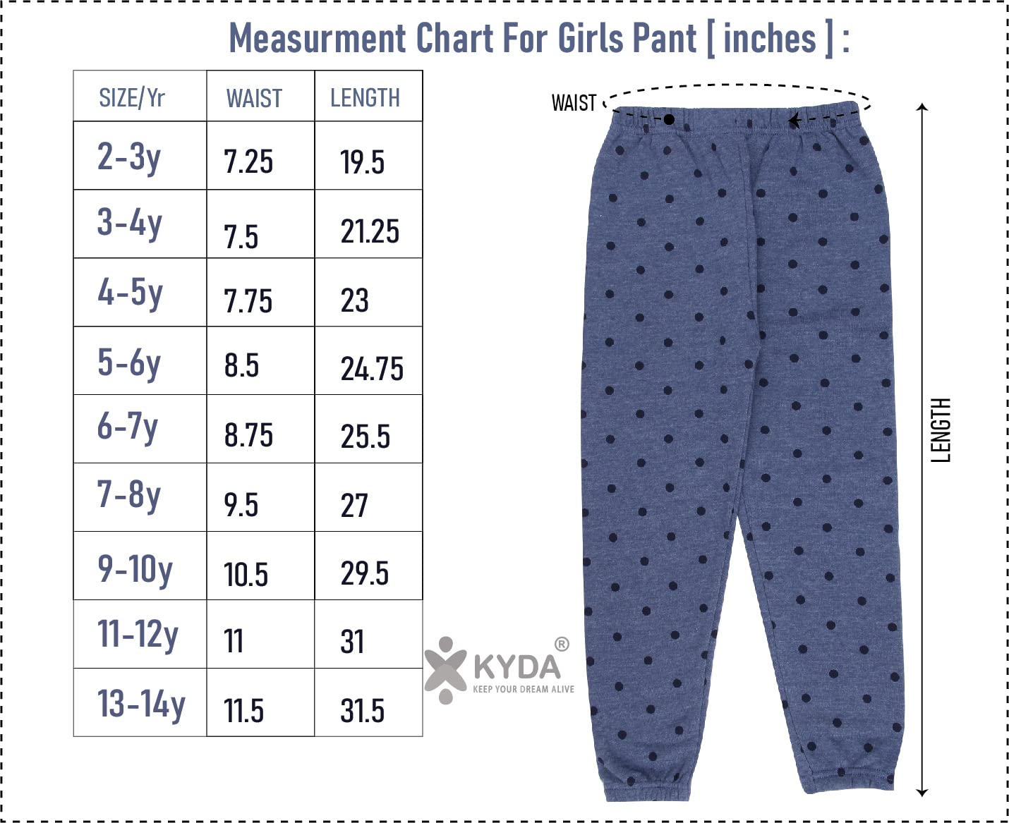 Polka Cotton Printed Blue/Grey Pant for Girls (Pack of 2)