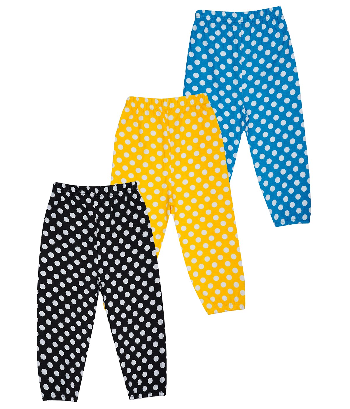 Regular Fit Dotted Printed Cotton Capri Pant for Girls - Multicolor (Pack of 3)