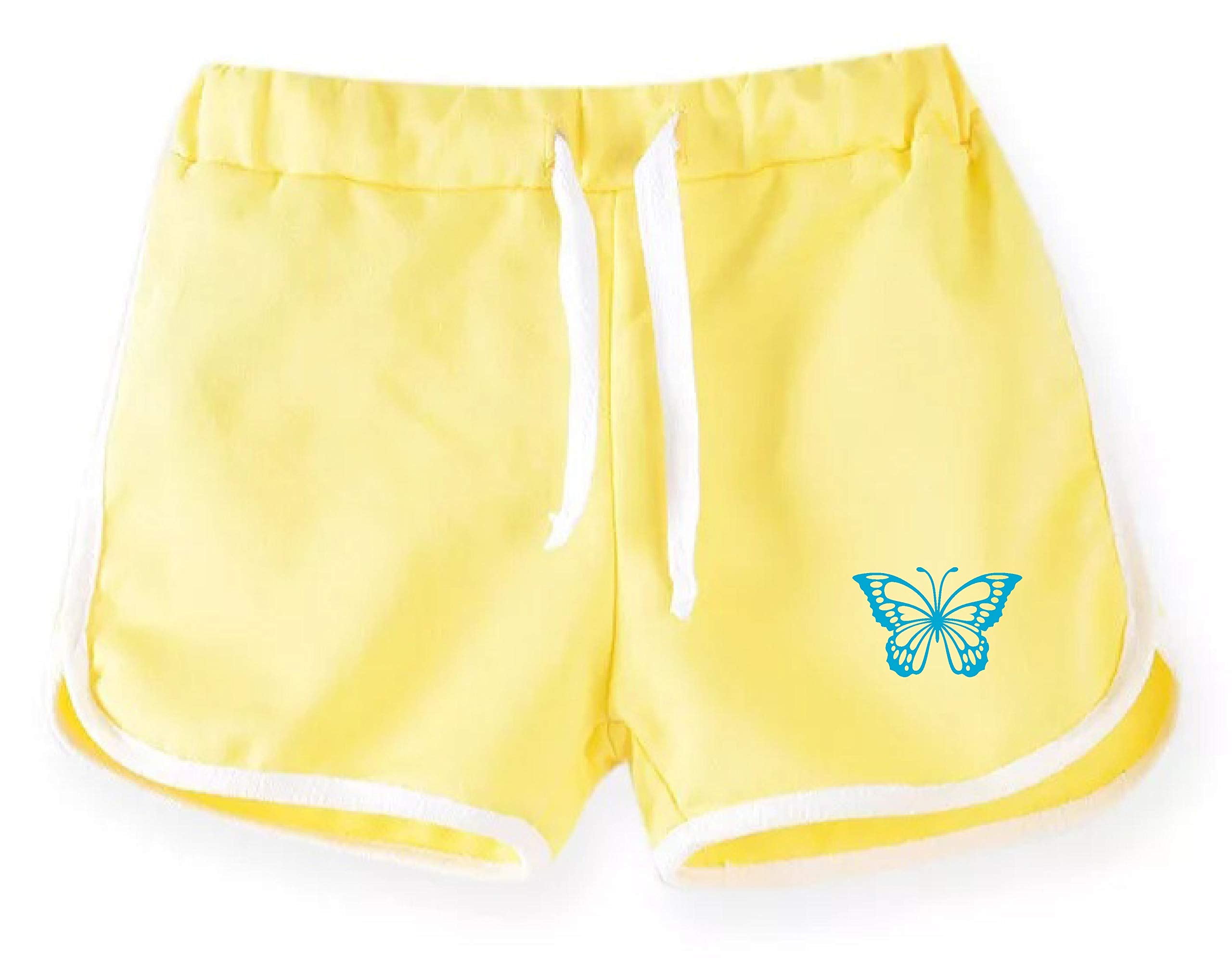 Girls Cotton Lemon Yellow-Black-Blue Regular Fit Shorts (Pack of 3)