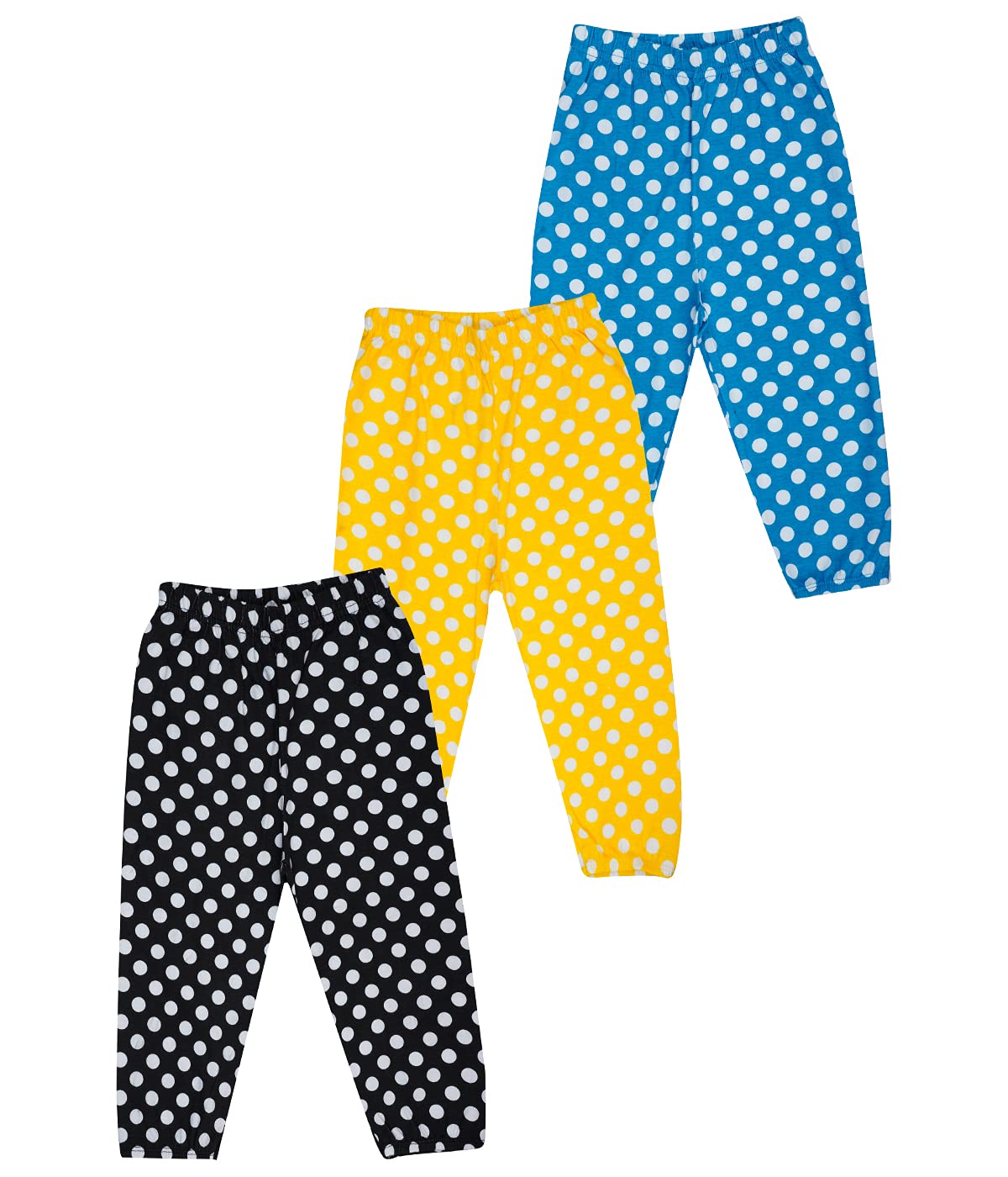 Regular Fit Dotted Printed Cotton Capri Pant for Girls - Multicolor (Pack of 3)