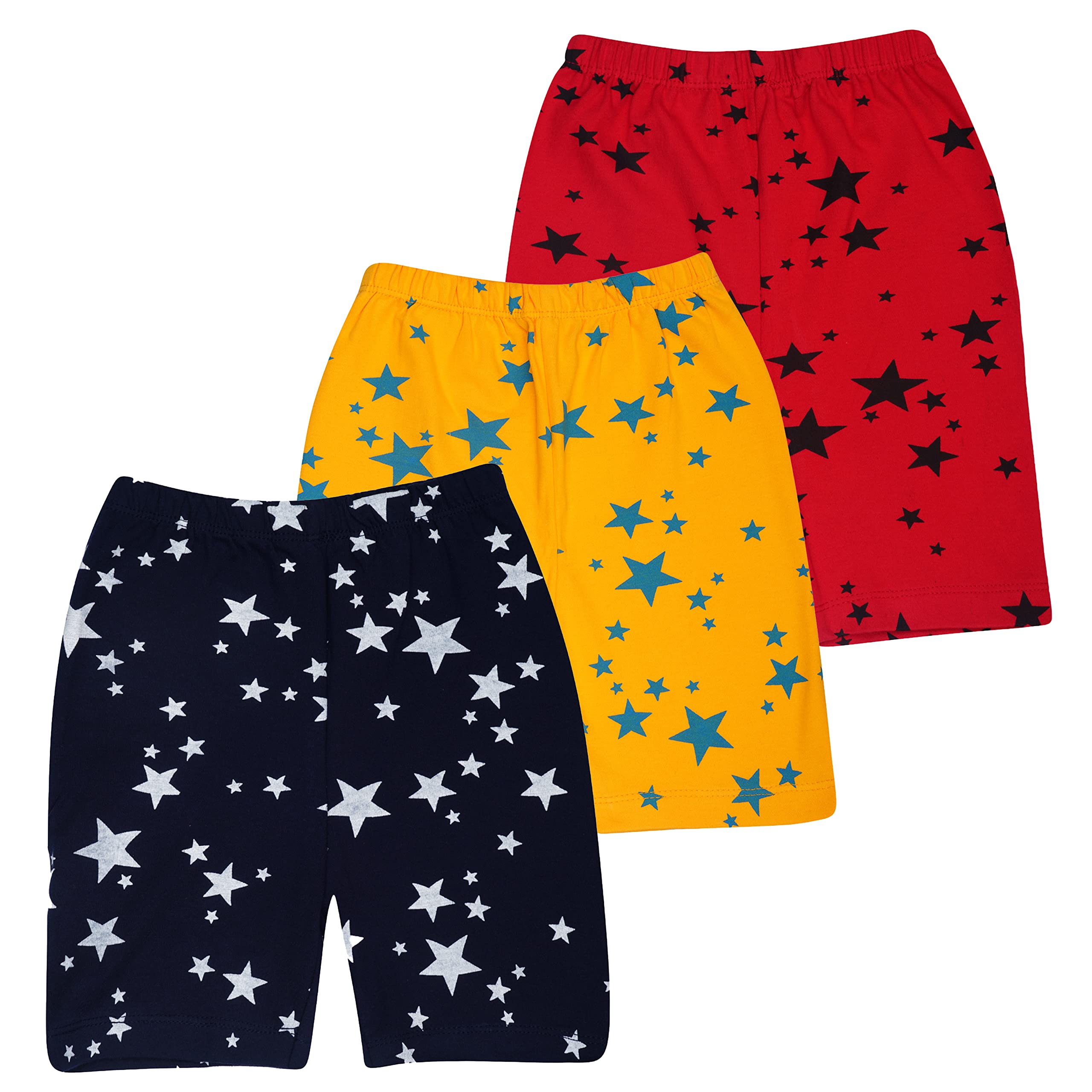 Girls Multicolor Printed Casual Star Shorts (Pack of 3)