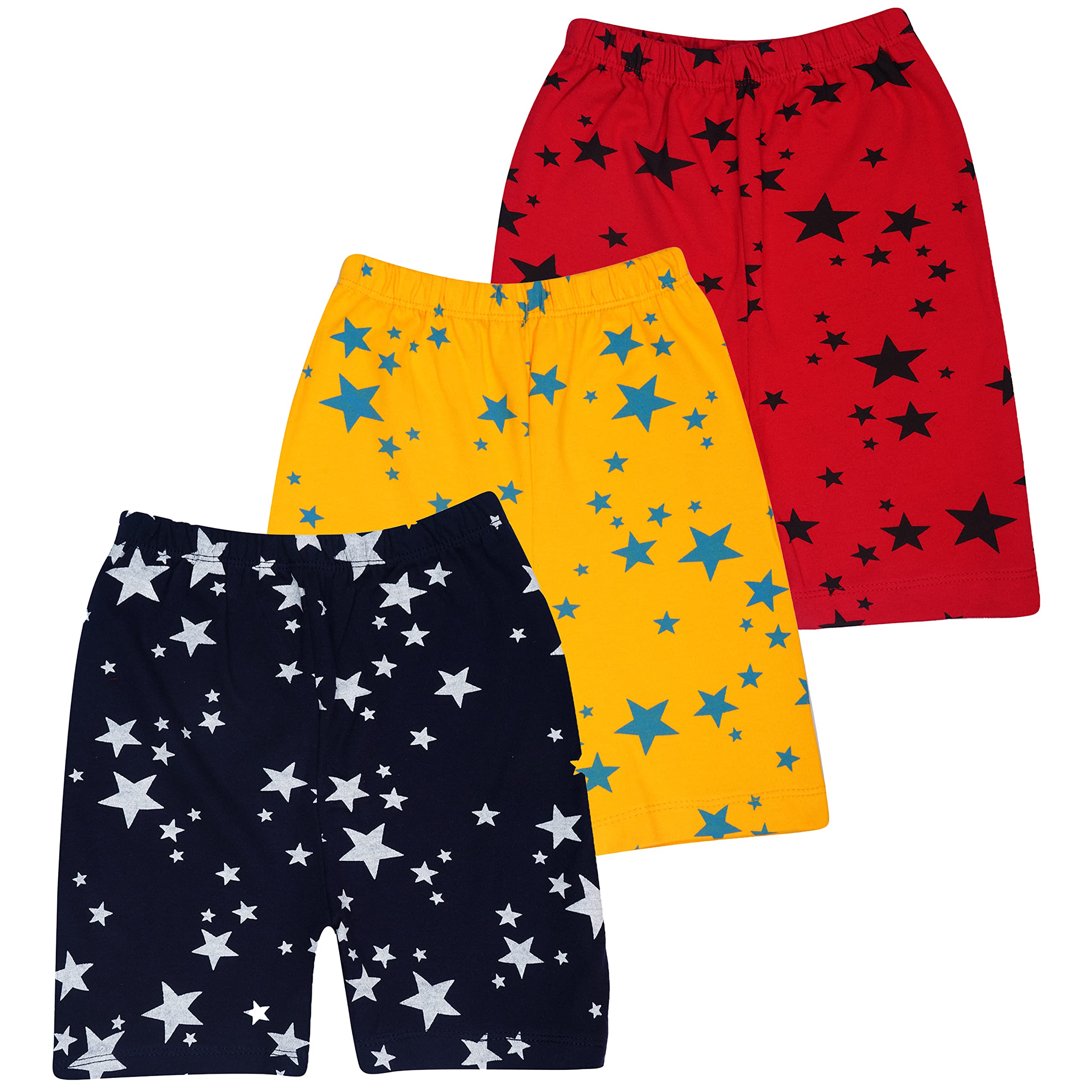 Girls Multicolor Printed Casual Star Shorts (Pack of 3)