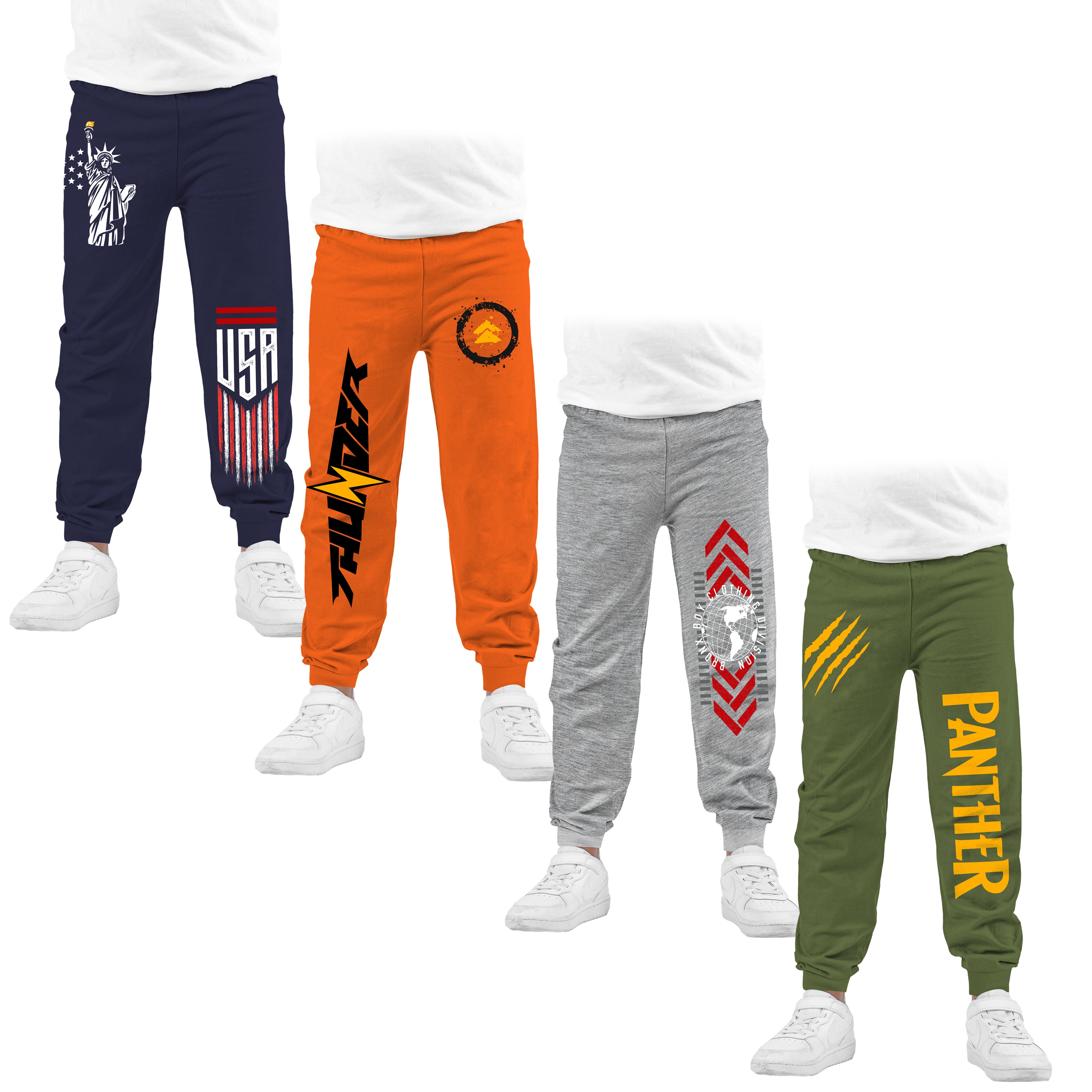 Boys Cotton Printed Track Pants - P4 Multicolor C2 (Pack of 4)