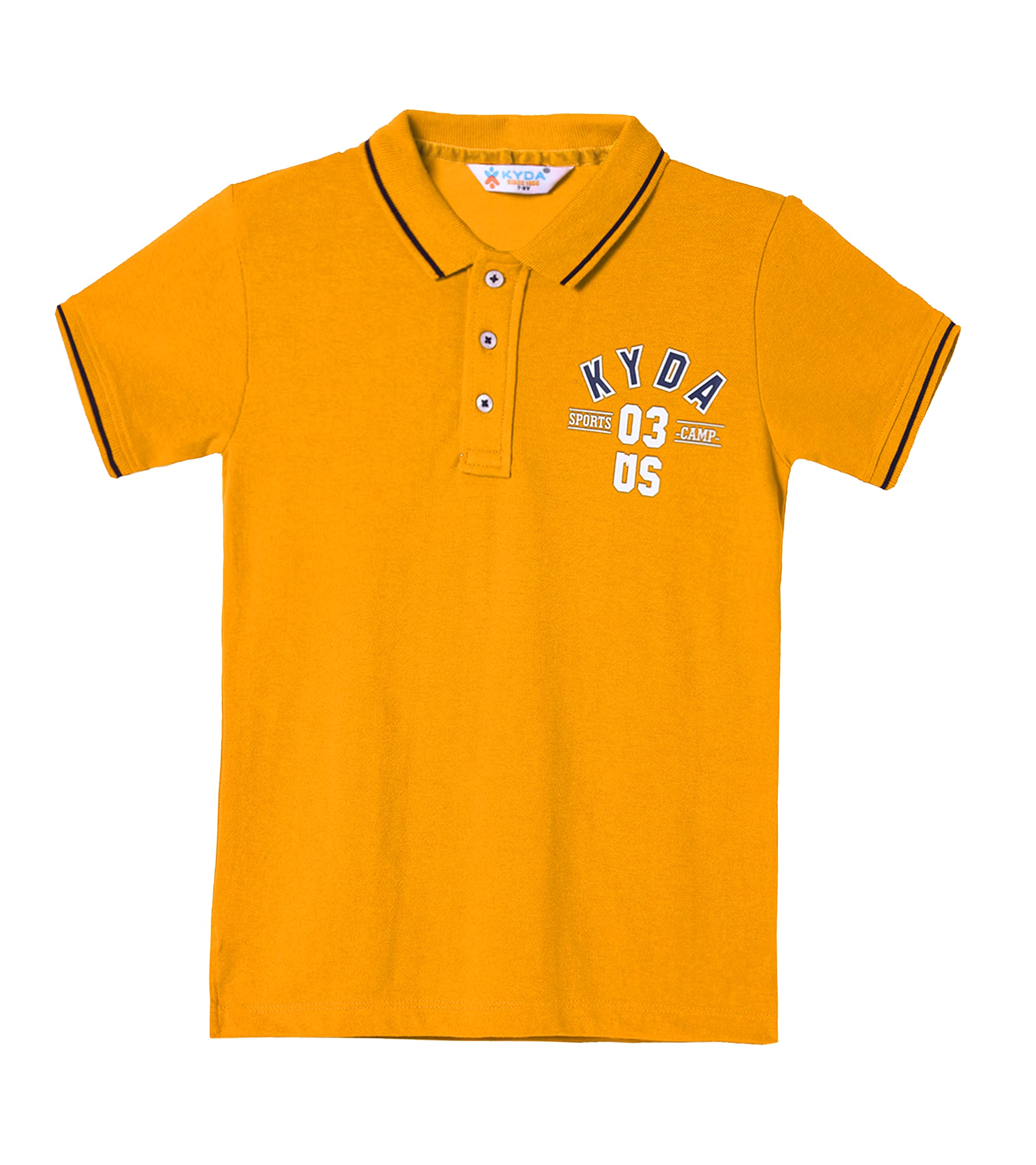 Boys Cotton Plain Regular Fit Polo Yellow T-Shirts