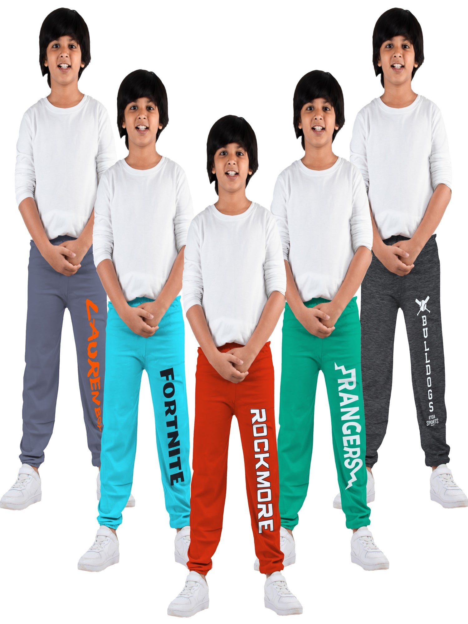 Multicolor Track Pant for Boys Loose Fit (Pack of 5)