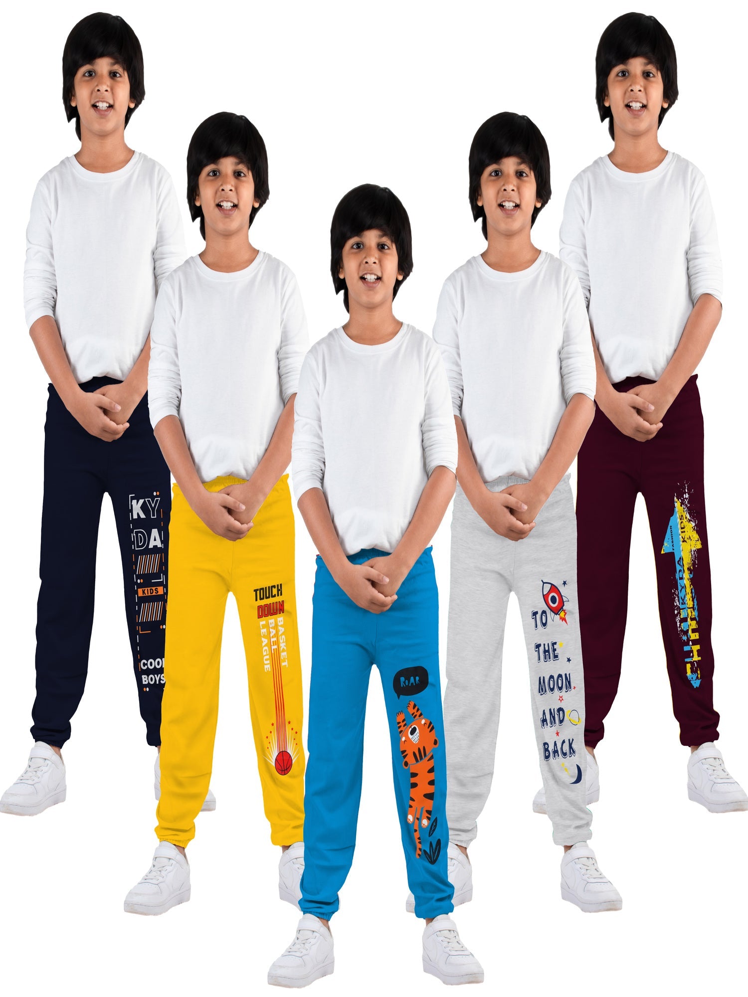 Kids Multicolor Track Pant for Boys & Girls (Pack of 5)