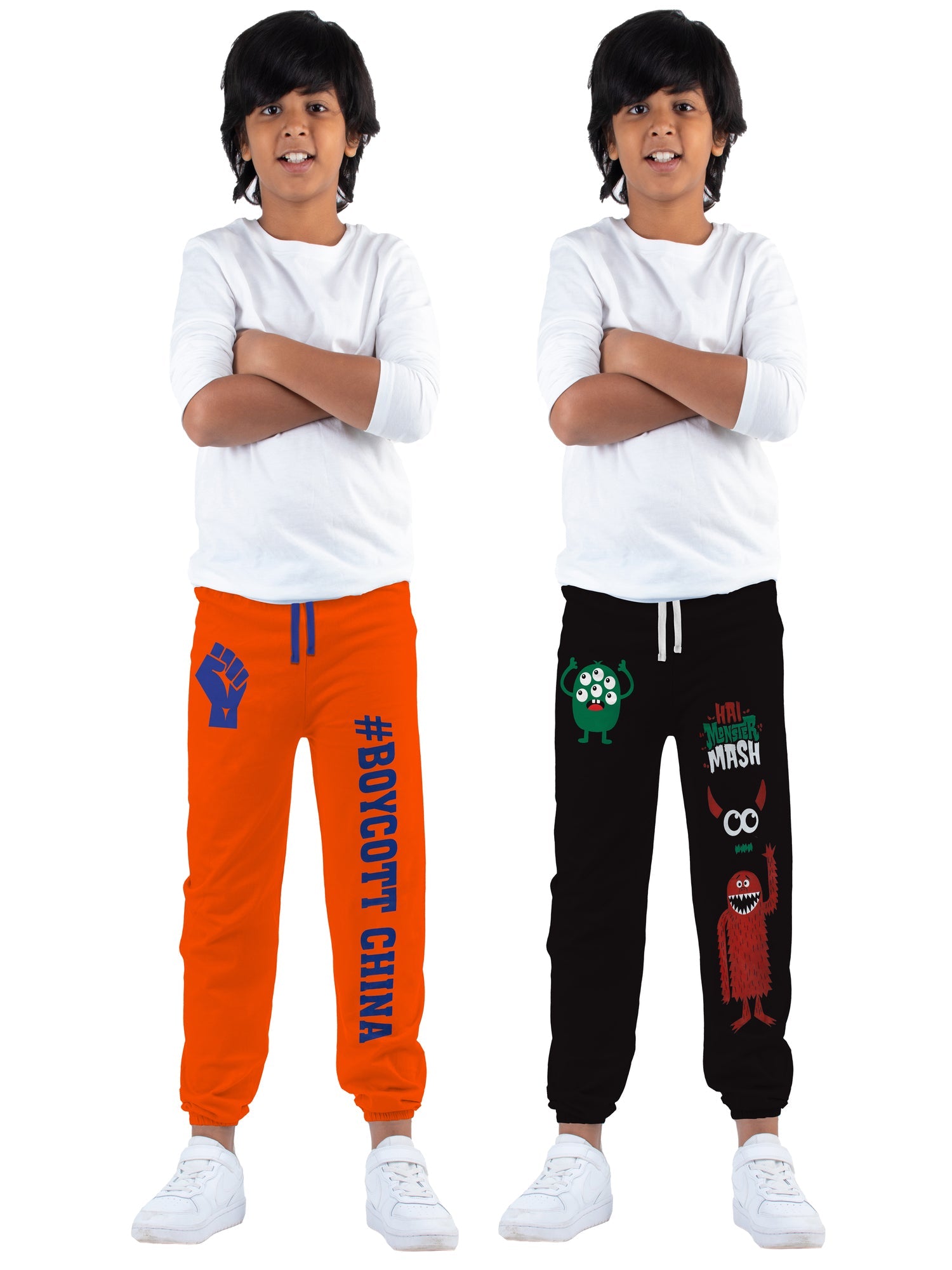 Boys Printed Multicolor Track Pant (Pack of 2)