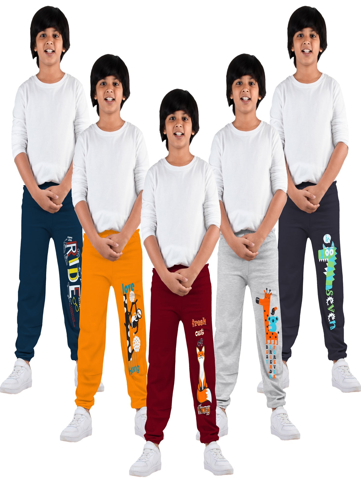 Multicolor Track Pant for Boys & Girls (Pack of 5)